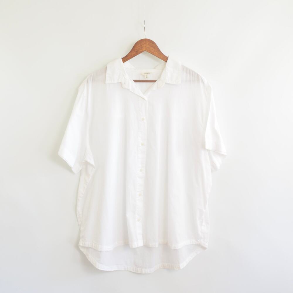 boxy cut 100% cotton white button down top